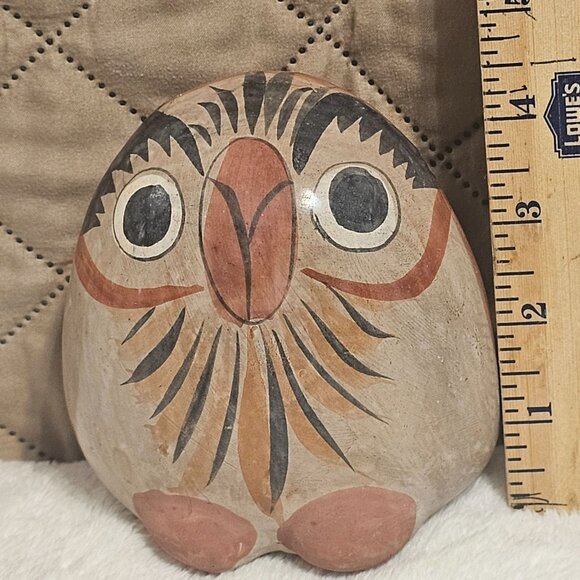 Vtg Mexico Stoneware OWL Bird Figurine Tonala Folk Art Southwestern Decor 4.5" - Picture 12 of 13